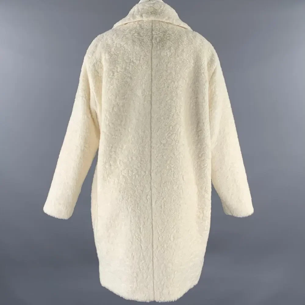KATE SPADE Size XL Cream Acrylic Blend Faux Fur Peacoat - Picture 4 of 6